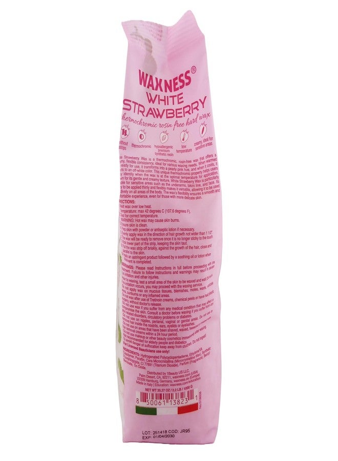 Waxness White Strawberry Thermochromic Hard Wax Beads for Hair Removal, Rosin-Free, Low Temperature, Sensitive Skin, 2.2 lb / 1 kg – Made in Italy - Image 3